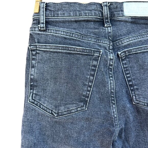 Re/Done Black Distressed Button Fly Crop Cut Off Jeans Size 25 - Picture 11 of 12